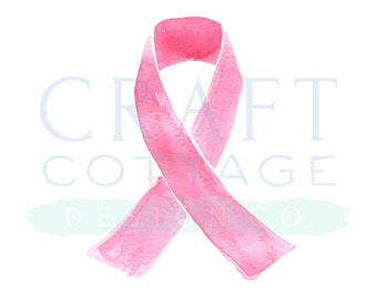 Watercolor Breast Cancer Ribbon Clip Art • PNG • High-Res • 300 DPI • Pink Cancer Ribbon