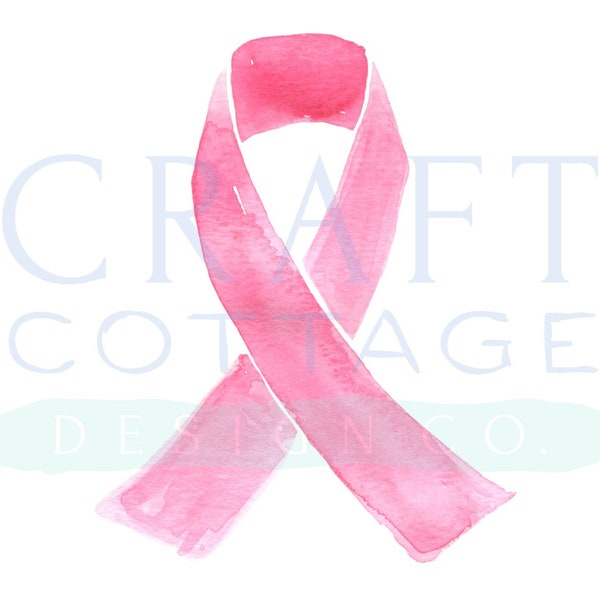 Watercolor Breast Cancer Ribbon Clip Art • PNG • High-Res • 300 DPI • Pink Cancer Ribbon