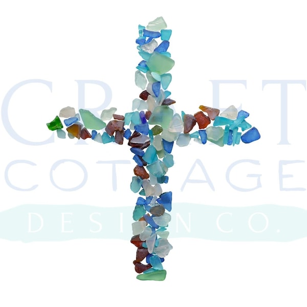 Sea Glass Cross Clip Art • PNG • High-Res • 300 DPI •  Stock Photo • Canva Clip Art • Photo Element • Cross