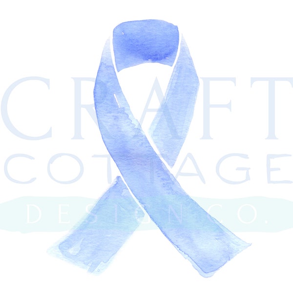 Watercolor Stomach Cancer Ribbon Clip Art • PNG • High-Res • 300 DPI • Periwinkle Cancer Ribbon