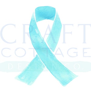 Clipart de fita de câncer de ovário em aquarela • PNG • Alta resolução • 300 DPI • Fita de câncer de ovário azul-petróleo
