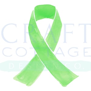 May include: A green watercolor ribbon, a symbol of awareness and support.