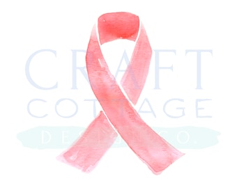 Watercolor Breast Cancer Ribbon Clip Art • PNG • High-Res • 300 DPI • Light Pink Ribbon