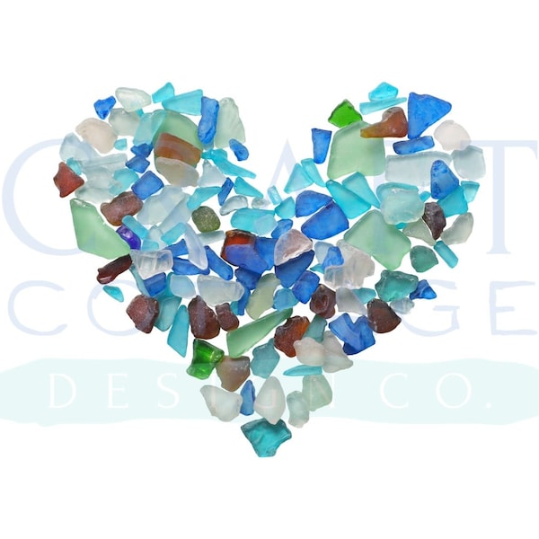 Sea Glass Heart Clip Art • PNG • High-Res • 300 DPI • Stock Photo • Canva Clip Art • Photo Element •  Beach Lover