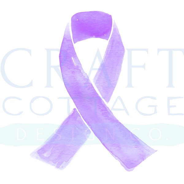 Watercolor All Cancer • Ribbon Clip Art • PNG • High-Res • 300 DPI • Cancer Ribbon • Lavender Cancer Ribbon