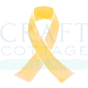 Clipart de fita de câncer infantil em aquarela • PNG • Alta resolução • 300 DPI • Fita de câncer amarela dourada