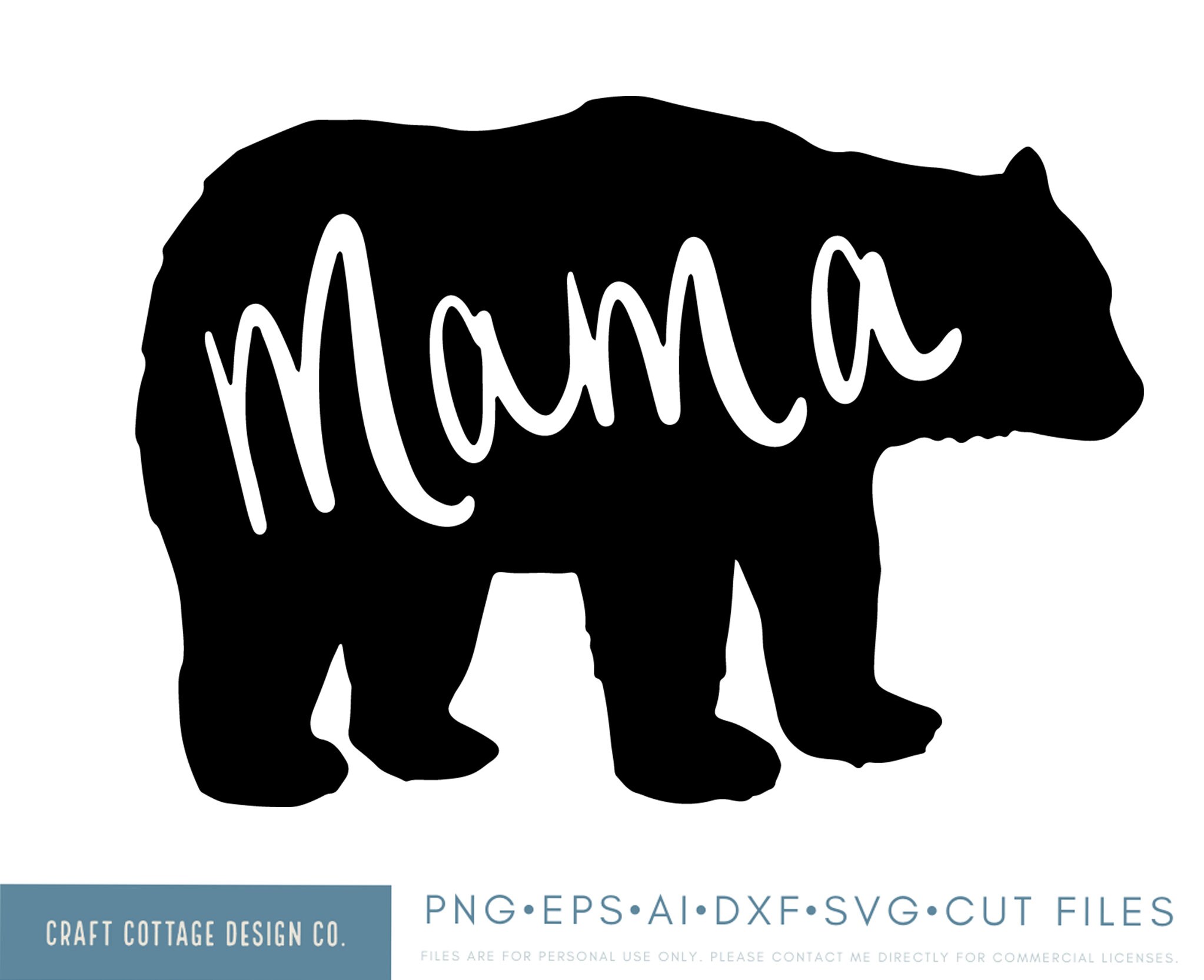 Mama Bear Silhouette png eps ai dxf svg cut files | Etsy