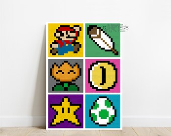 Mario Bros Pixel Art Etsy India