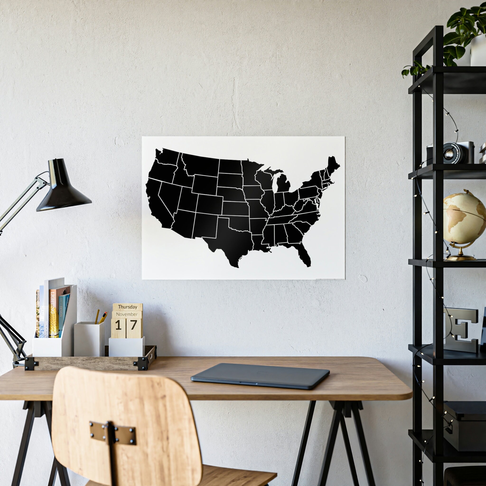 United States Map Large Black Map USA Map Print United States Home