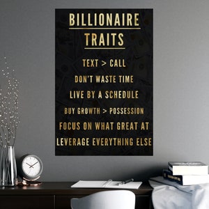 Success, Motivation, Habits, Traits, Billionaire, Money, Millionaire, Poster, Digital Download, Great