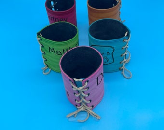 Personalized Leather Engraved can sleeve / Can cozie / Beer sleeve / 12 oz can sleeve