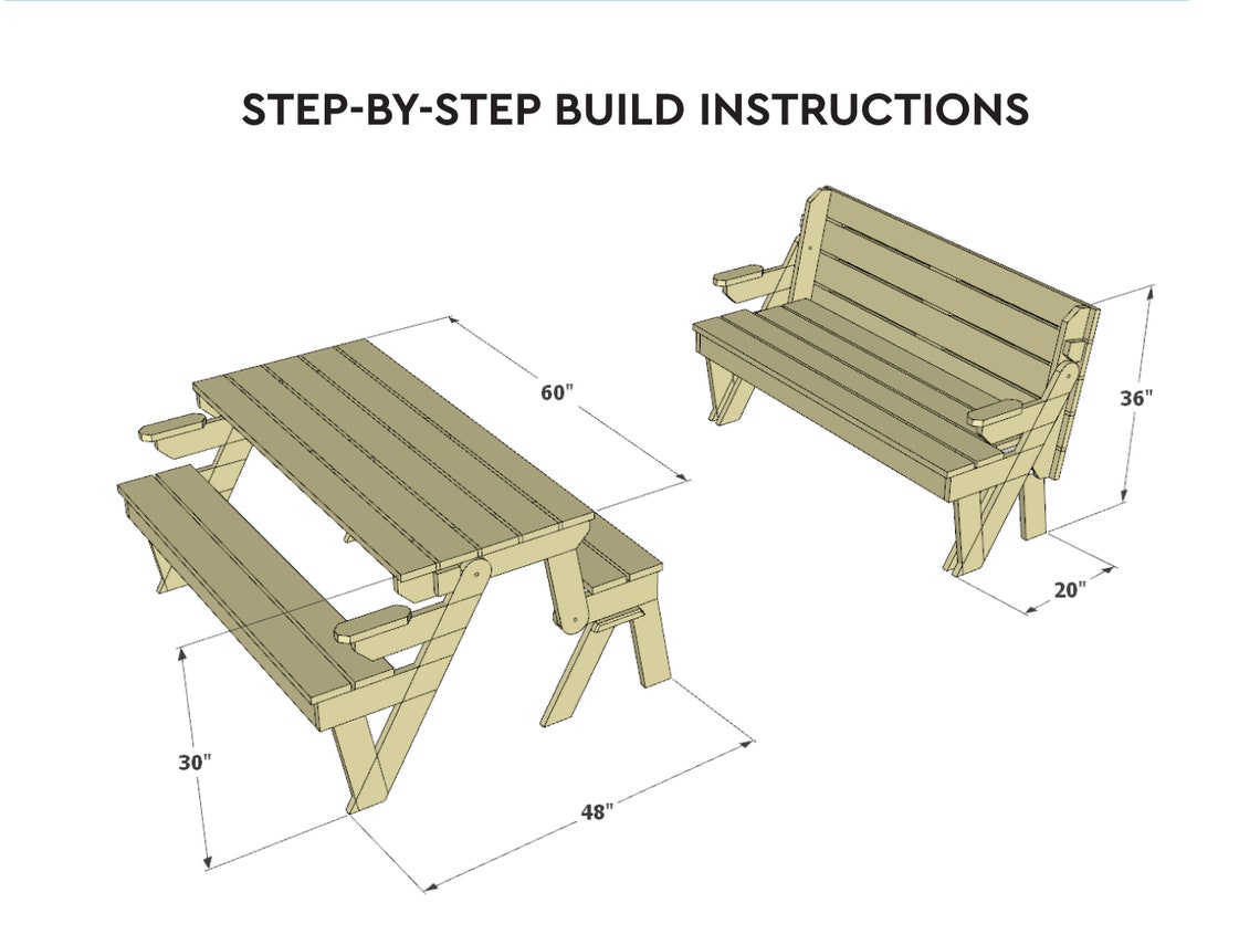 Folding Picnic Table DIY Plans Foldable Picnic Bench PDF Etsy