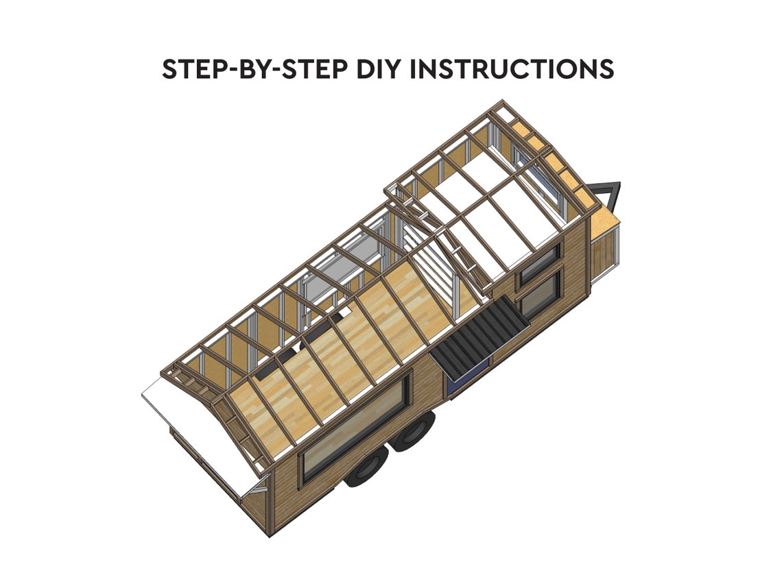 Tiny House With Loft Cabin DIY Plans 8' X 24' Mobile Etsy Canada