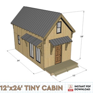 12'x24' Tiny Budget Cabin w/ Loft DIY Build Plans | 288SF