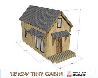 12'x24' Tiny Budget Cabin w/ Loft DIY Build Plans | 288SF