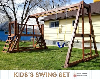Kid's Swing Set DIY Plans | Full Backyard Swing Set Frame Woodwork Guide