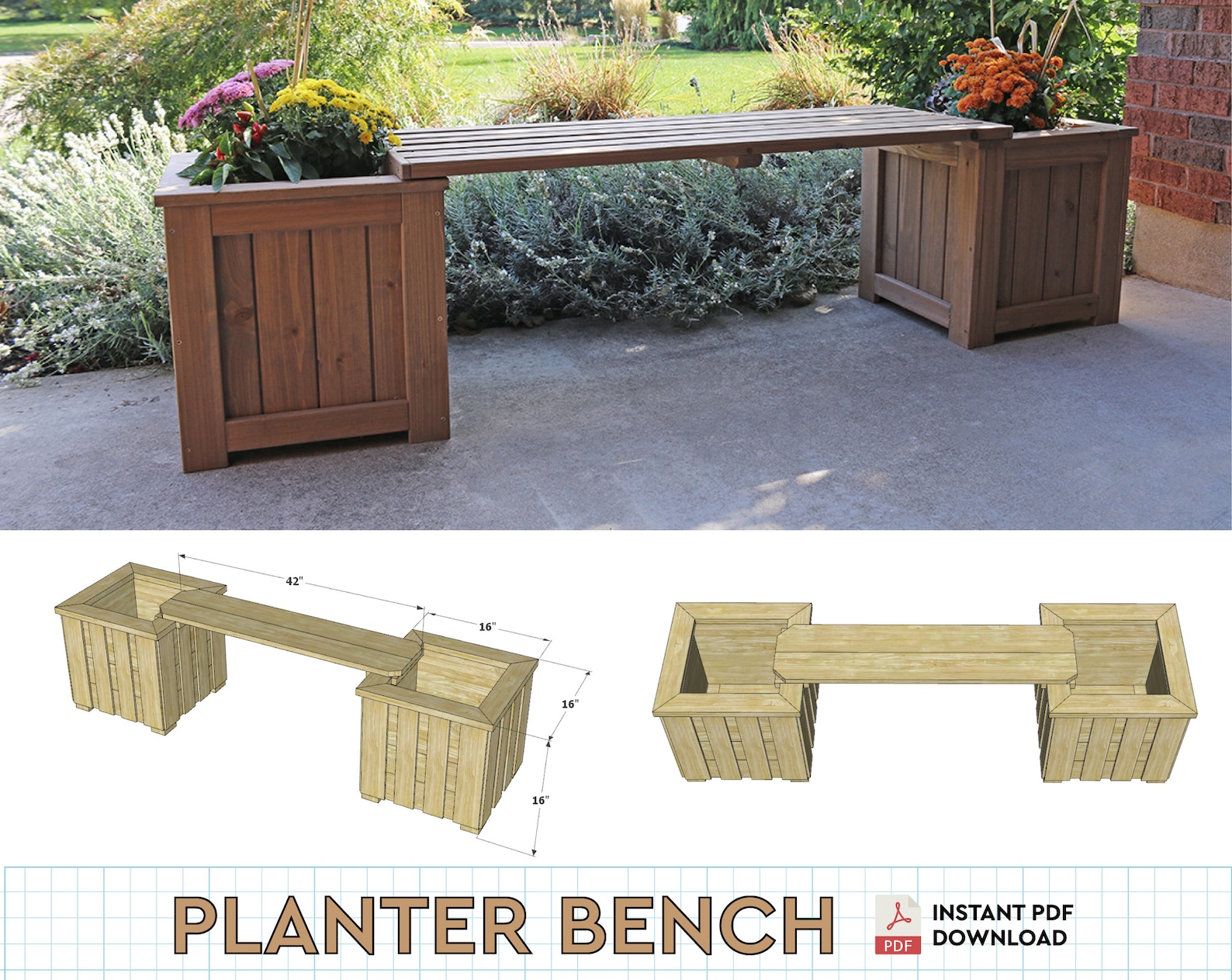 DIY Plan to Build a Planter Bench Garden Pot Bench Woodwork