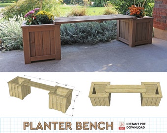 DIY Plan to Build a Planter Bench | Garden Pot Bench Woodwork Instructions