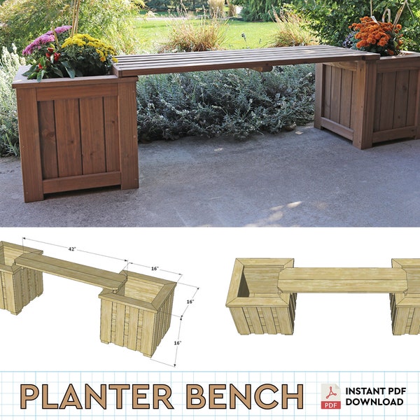 DIY Plan to Build a Planter Bench | Garden Pot Bench Woodwork Instructions