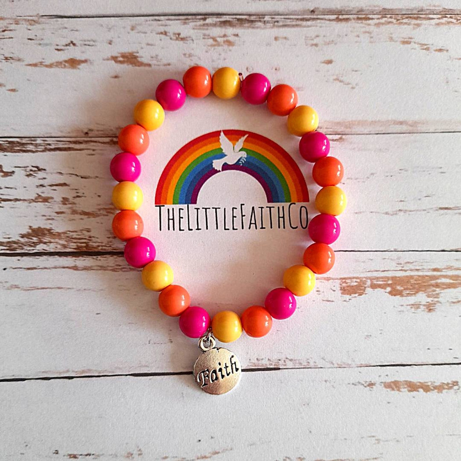 Faith Bead Bracelet with Silver Charm Christian Jewellery Etsy