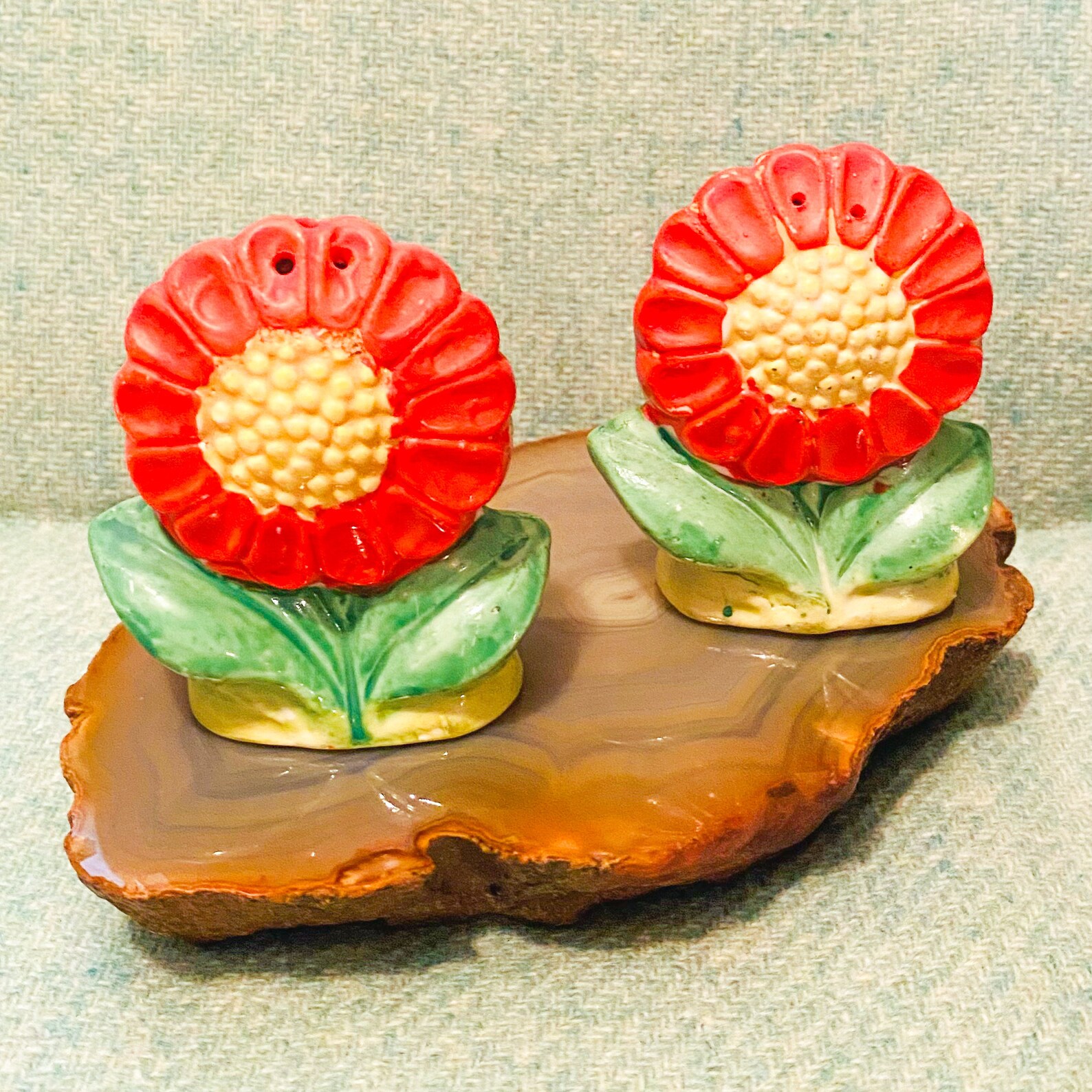 Orange Flower Salt & Pepper Shakers Vintage Etsy