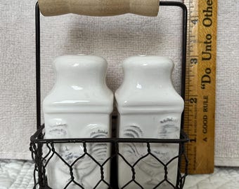 White milk jug with roster and with tray