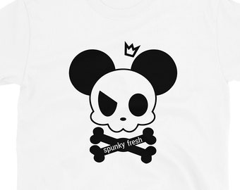 Skull Mouse - White T-Shirt, Cartoon Urban Streetwear Pop Art