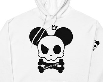 Skull Mouse - White Hoodie, Cartoon Urban Streetwear Pop Art