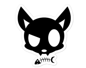 Skull Cat - Sticker, Urban Streetwear Pop Art Cartoon