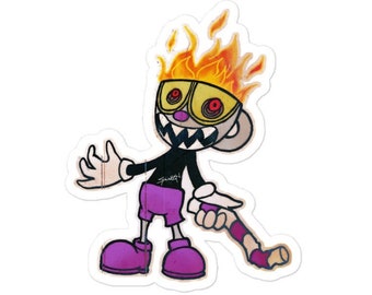 Evil Cuphead - Sticker, Cartoon Urban Streetwear Hiphop Cute Retro Gaming