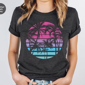 Retro 80s 90s Aesthetic Palm Tree Shirt, Vaporwave Tropical T-Shirt, Good Vibes Shirt, Synthwave Graphic Tee, Vintage Shirt, Colorful Shirt