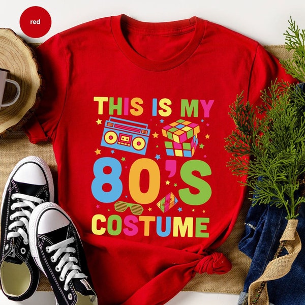 Streetwear coloré de style rétro, T-shirt pour costume de fête des années 80, T-shirt graphique mignon, ambiance années 80, chemise de soirée musique, T-shirt esthétique drôle