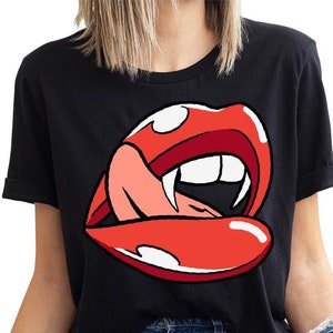 Halloween Vampire Shirt , Vampire Lips Halloween Shirt, Halloween Party Tee, Hot Lips Shirt, Vampire Shirt Women, Vampire Hot Lips Shirt