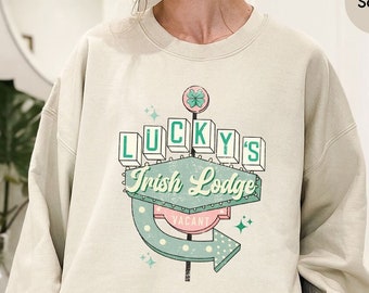 Sweat-shirt rétro St Patricks Day Crewneck, chemises à manches longues pour femmes irlandaises mignonnes, sweats à capuche et pulls porte-bonheur, trèfle à capuche, cadeau pour elle