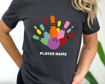 Personalized Bowling Crewneck Tshirt, Retro Bowling Shirt, Graphic Tees, Gift for Her, Gift for Him, Customized Bowling Sweatshirt