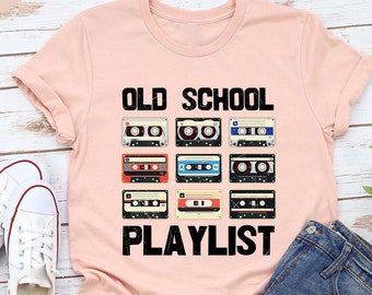 Old School Playlist Shirt, Retro 80s Music Party, Music Mix Tape Cassette Player Shirt, Men's Women's Vintage Style Graphic Tee, 90s music