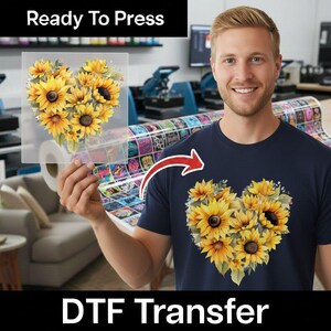 Heart-Shaped Sunflower DTF Transfer, Cheerful Floral Summer Decor, Watercolor Iron-On Decal for Nature Lovers, Positive Energy Art Bild 10