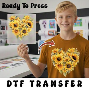 Heart-Shaped Sunflower DTF Transfer, Cheerful Floral Summer Decor, Watercolor Iron-On Decal for Nature Lovers, Positive Energy Art Bild 11