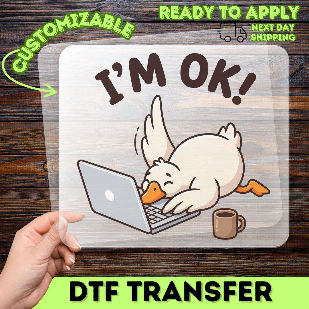 Funny Cartoon Duck Laptop Humor DTF Transfer, Office Humor Iron-on ...