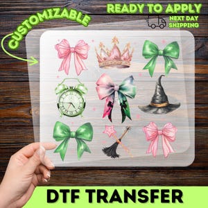 Fantasy Magic Elements DTF Transfer, Halloween Witch Hat Iron-On, Watercolor Crown and Wand Heat Transfer for Fairy Tale Lovers