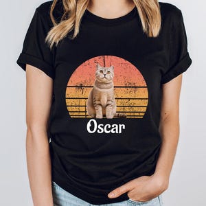 Custom Name Cat T-Shirt, Personalized Photo Cat Shirt, Cat Lovers Shirt, Gift for Mom, Gift for Dad, Mothers Day Gift, Fathers Day