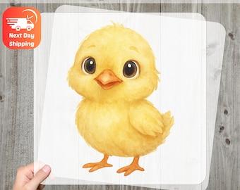 Cute Easter chick DTF Transfer, Ready To Press spring animal design for kids apparel, adorable farm theme iron-on shirt