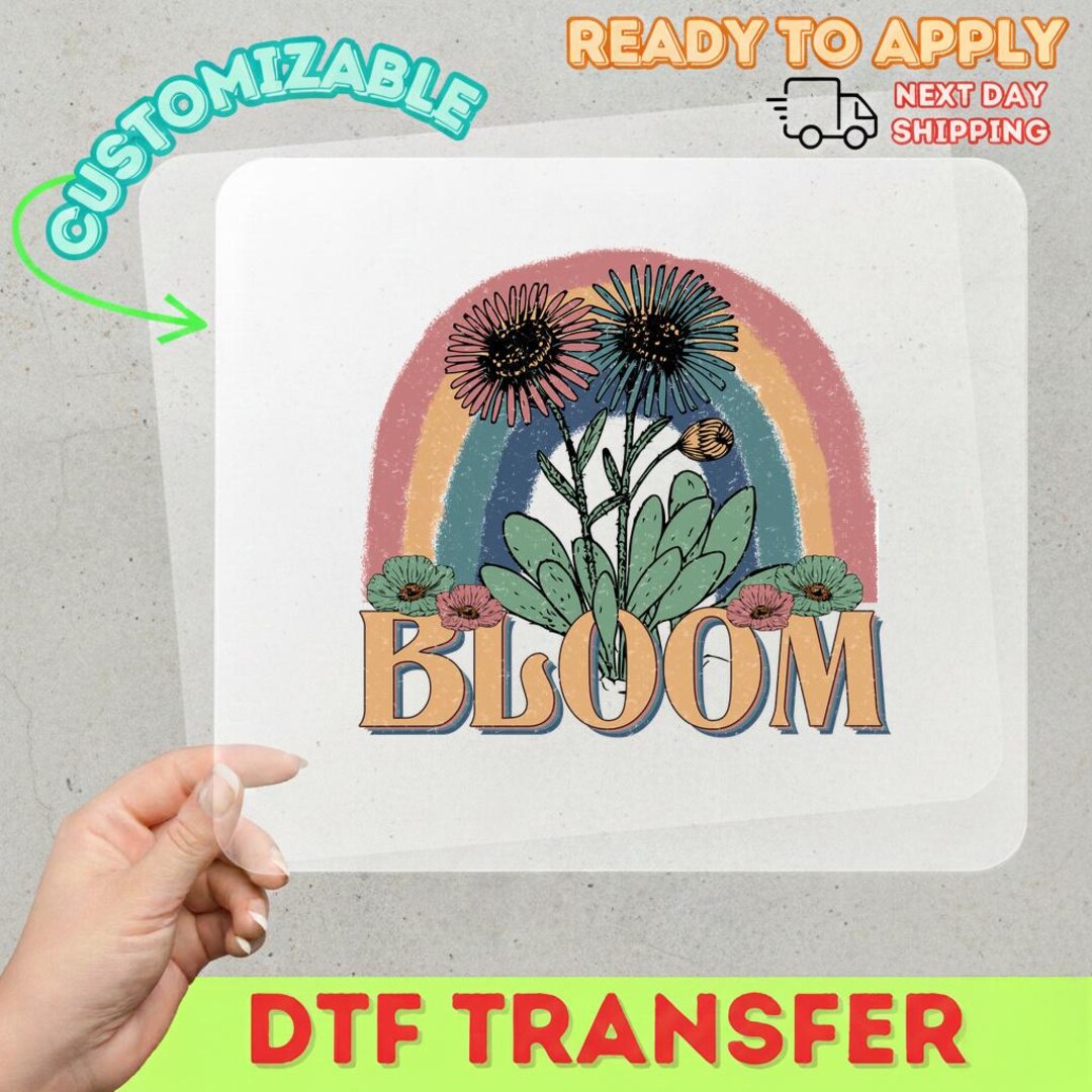 Retro Flower DTF Transfer for Shirts, Groovy 70s Floral Iron on Print ...