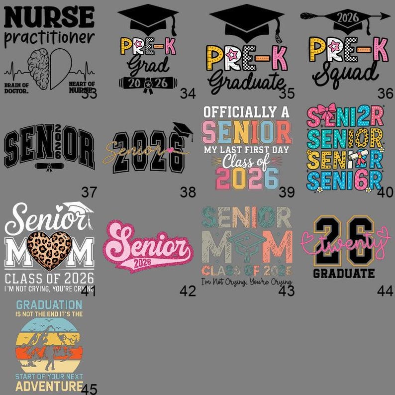 Graduation DTF for Shirts, Class of 2026 Senior Iron On, Congrats Grad ...