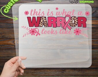 This Is What A Warrior Looks Like DTF Transfer, Pink Ribbon Leopard Iron On Decal, Breast Cancer Survivor Heat Transfer, Ready to Press