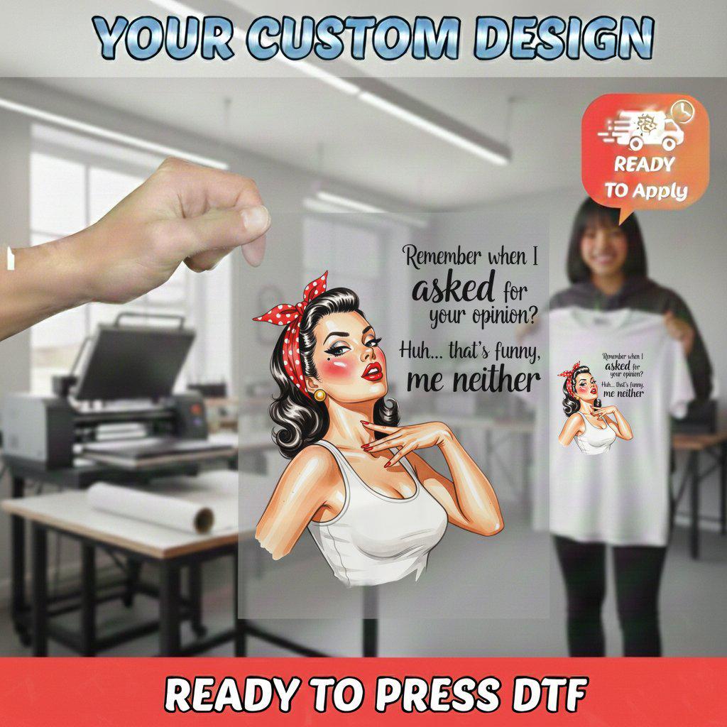 Sarcastic Retro Woman DTF Transfer, Funny Opinion Iron-on Decal, Bold ...