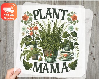Cute Plant Mama DTF Transfer, Gardening Iron-On for Women's T-Shirts, Ready To Press Vintage Botanical Design, Plant Lover Apparel