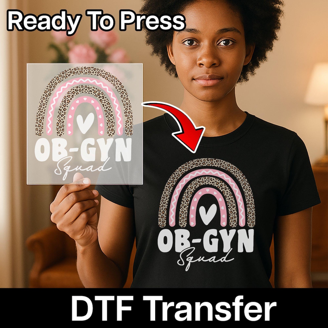 OB-GYN Squad Rainbow Leopard Print DTF Transfer, Empowering Medical ...