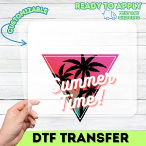 DTF Transfer Summer Time Palm Tree Retro Sunset | Ready to Press Heat Transfer for T-Shirts, Hoodies, DIY Apparel and Crafts