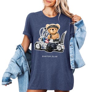 Custom Club Name Biker Bear T-Shirt, Vintage Motorcycle Bear Tee, Fun Animal Shirt, Bear Lover Gift, Bear Kids Shirt, Adventure Shirt